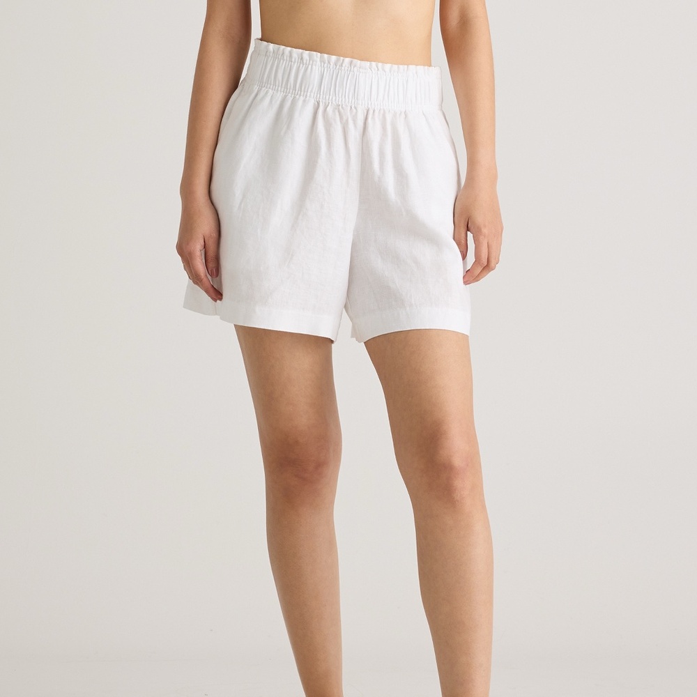 Quince 100% European Linen High Waisted Short in White Size M
